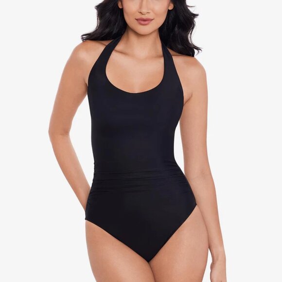 Miraclesuit 6552224 Rock Solid Utopia Halter One Piece Swimsuit black US 8, 10 - Picture 1 of 3